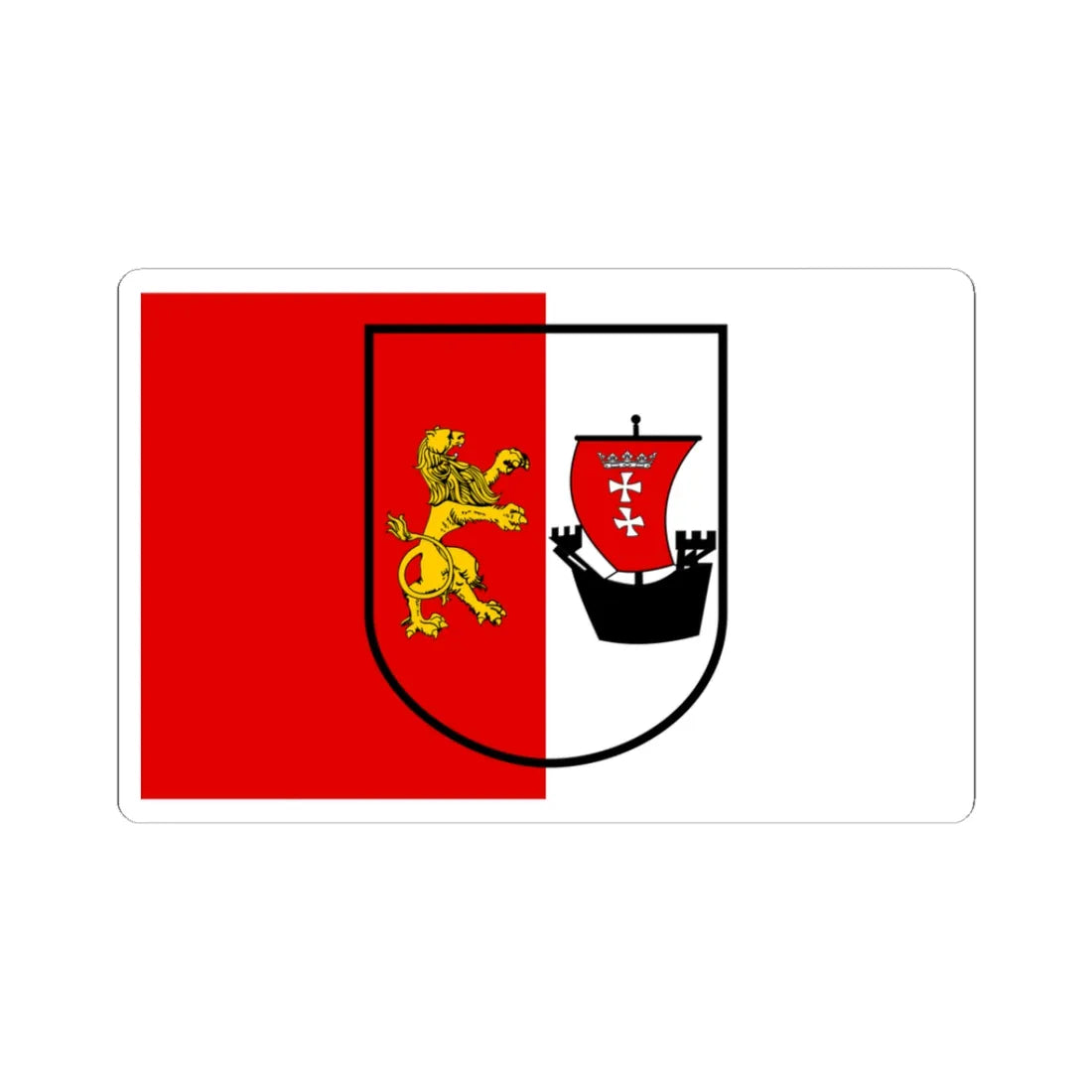 POL powiat gdanski flag (Poland) STICKER Vinyl Kiss-Cut Decal 3 Inch White - The Sticker Space