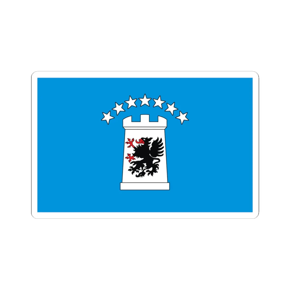 POL powiat kartuski flag (Poland) STICKER Vinyl Kiss-Cut Decal 4 Inch White - The Sticker Space