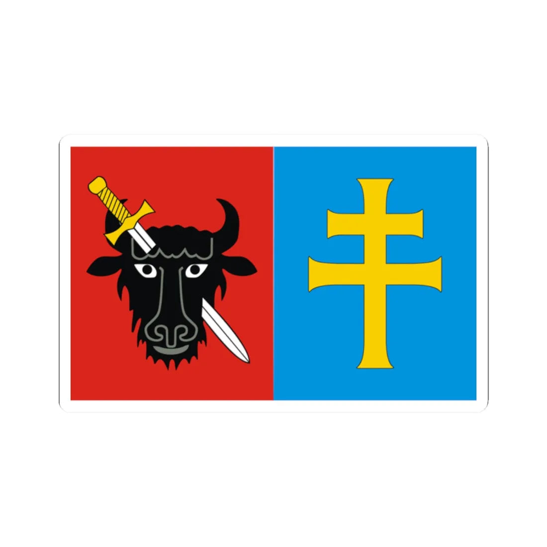 POL powiat kazimierski flag 1 (Poland) STICKER Vinyl Kiss-Cut Decal 2 Inch White - The Sticker Space