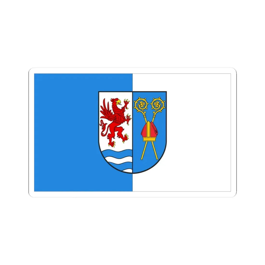POL powiat kołobrzeski flag (Poland) STICKER Vinyl Kiss-Cut Decal 3 Inch White - The Sticker Space
