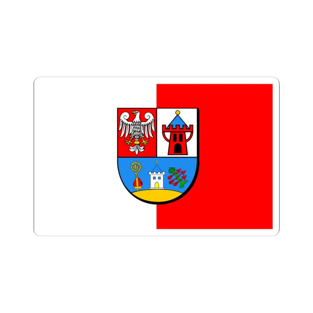 POL powiat koscianski flag (Poland) STICKER Vinyl Kiss-Cut Decal 4 Inch White - The Sticker Space