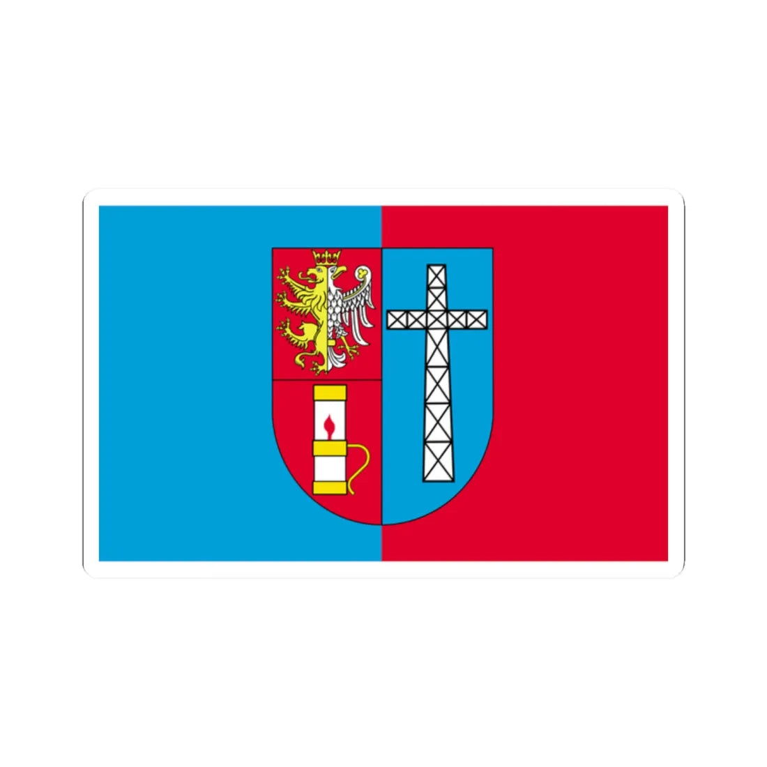 POL powiat krosnienski flag (Poland) STICKER Vinyl Kiss-Cut Decal 2 Inch White - The Sticker Space