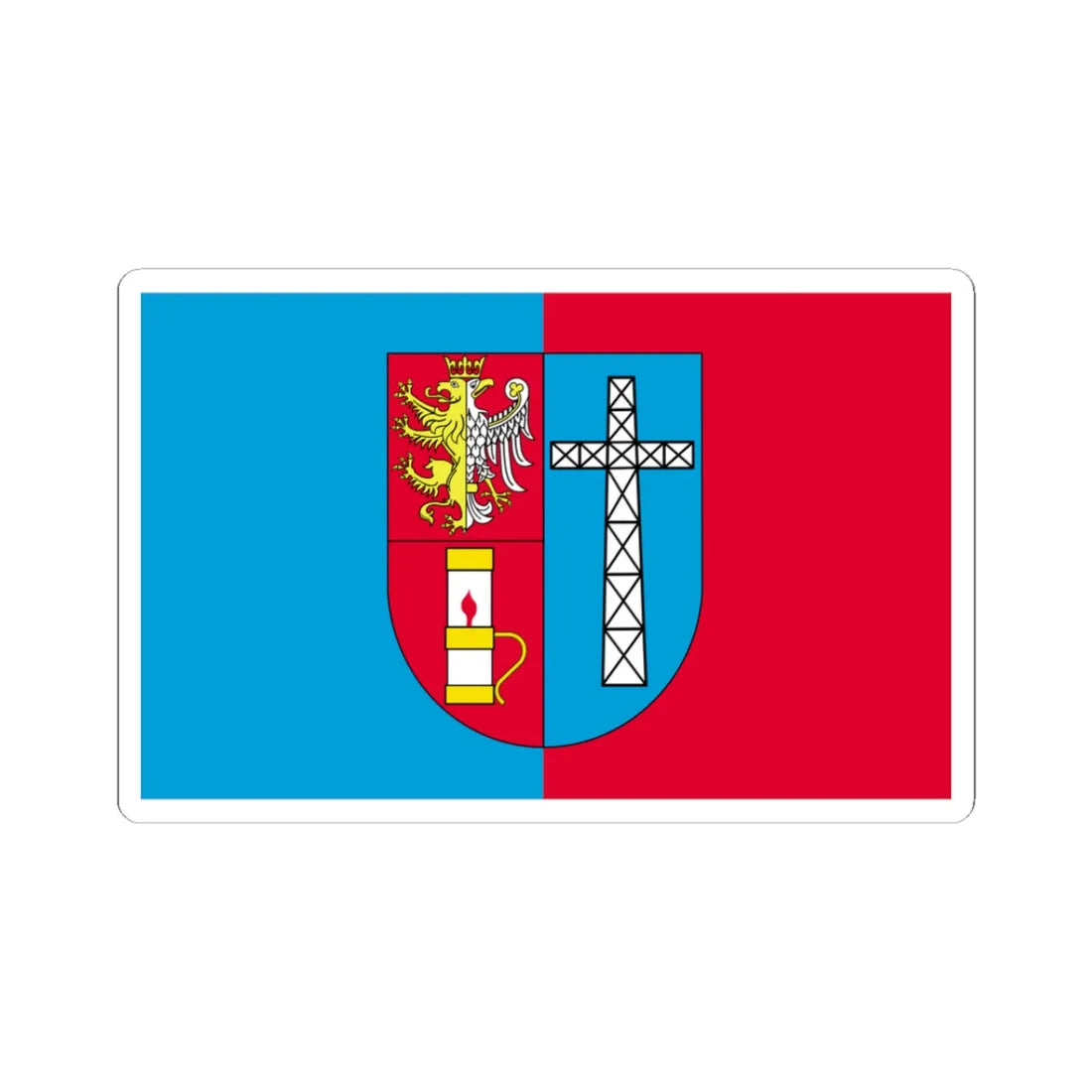 POL powiat krosnienski flag (Poland) STICKER Vinyl Kiss-Cut Decal 3 Inch White - The Sticker Space