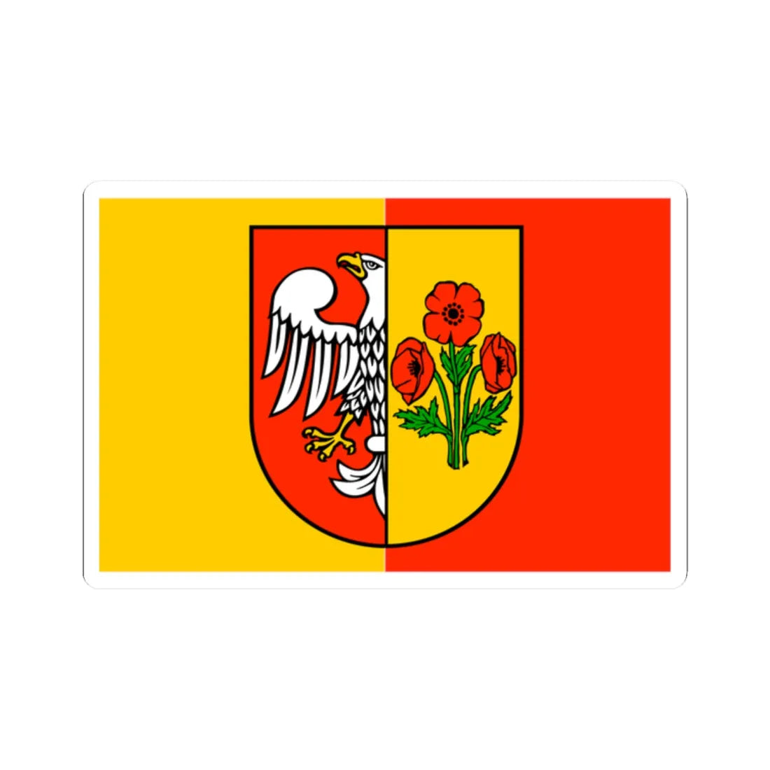 POL powiat makowski flag (Poland) STICKER Vinyl Kiss-Cut Decal 2 Inch White - The Sticker Space