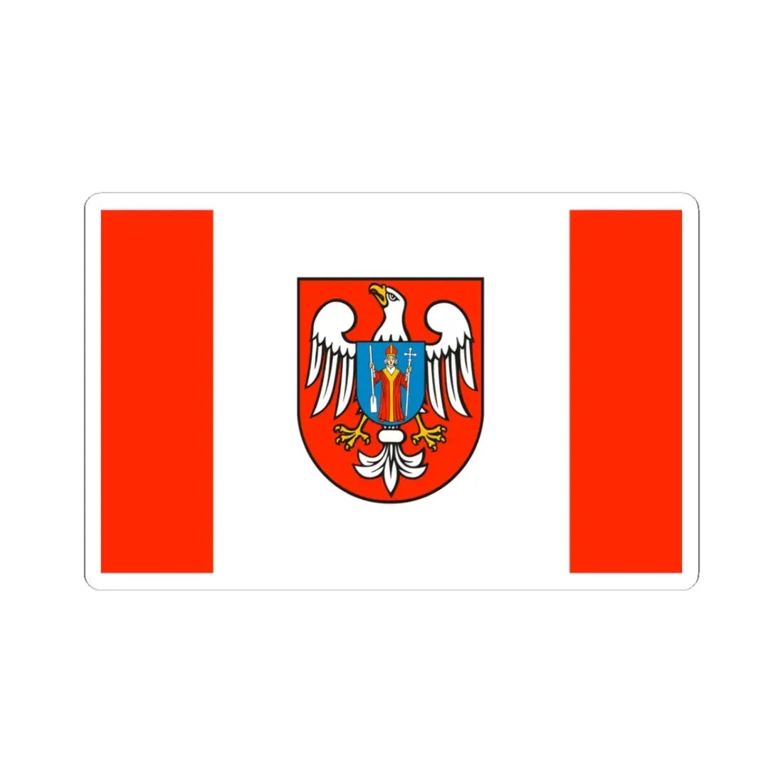 POL powiat mławski flag (Poland) STICKER Vinyl Kiss-Cut Decal 3 Inch White - The Sticker Space