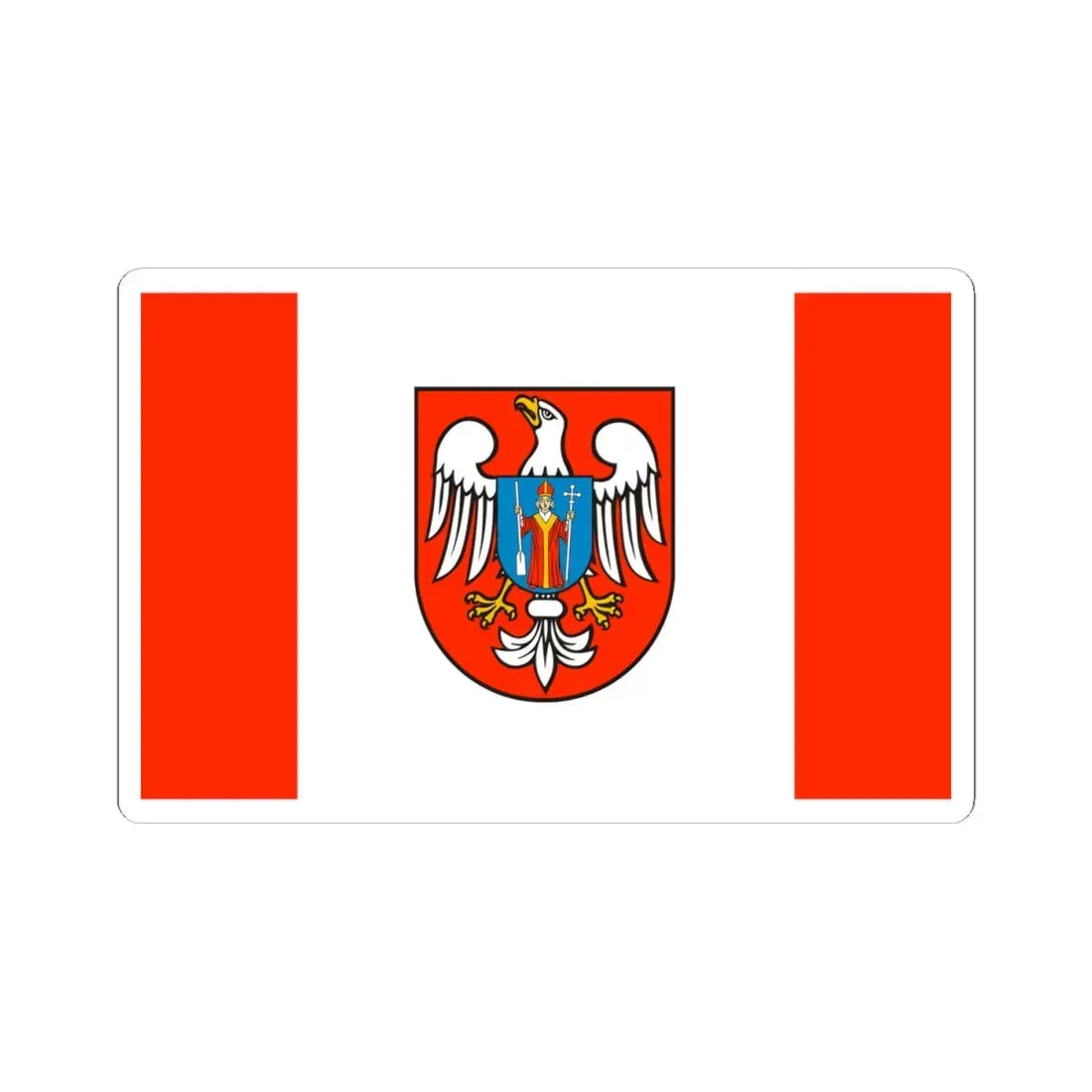 POL powiat mławski flag (Poland) STICKER Vinyl Kiss-Cut Decal 4 Inch White - The Sticker Space