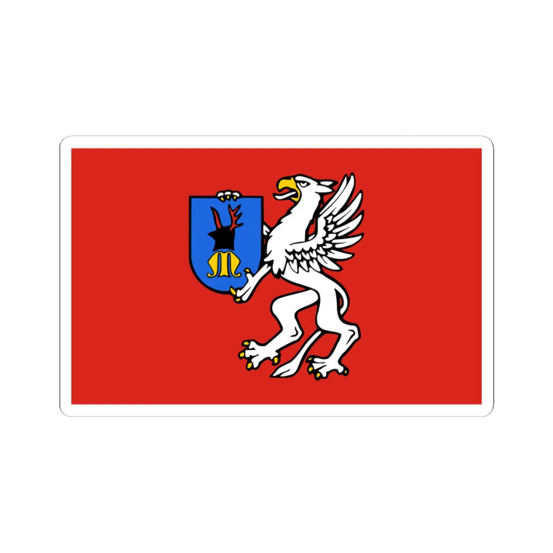 POL powiat mielecki flag (Poland) STICKER Vinyl Kiss-Cut Decal 4 Inch White - The Sticker Space