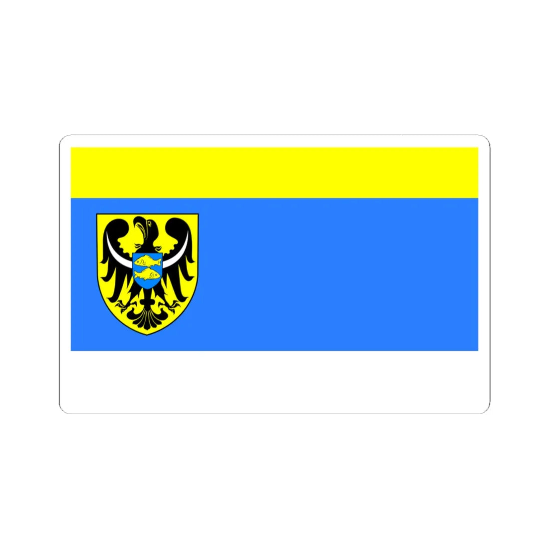 POL powiat milicki flag (Poland) STICKER Vinyl Kiss-Cut Decal 4 Inch White - The Sticker Space