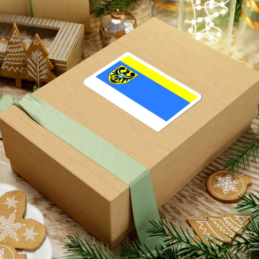 POL powiat milicki flag (Poland) STICKER Vinyl Kiss-Cut Decal - The Sticker Space