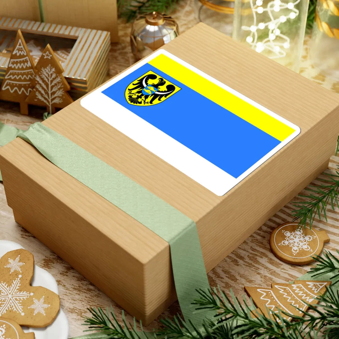 POL powiat milicki flag (Poland) STICKER Vinyl Kiss-Cut Decal - The Sticker Space