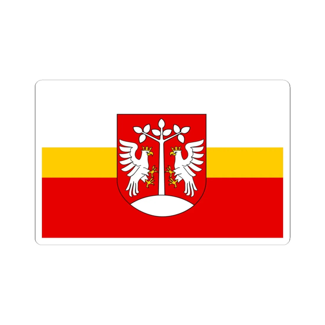 POL powiat myslenicki flag (Poland) STICKER Vinyl Kiss-Cut Decal 3 Inch White - The Sticker Space