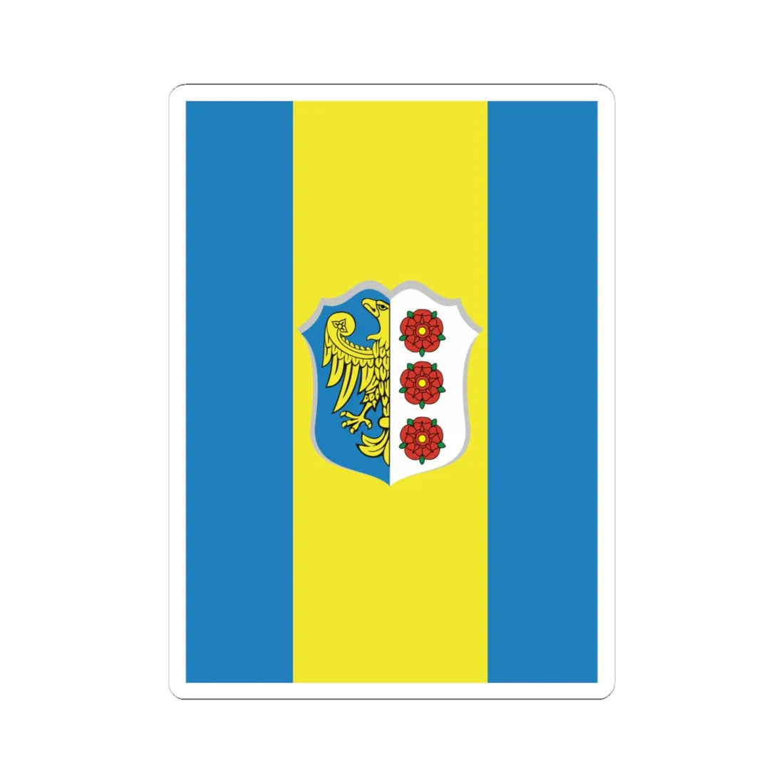 POL powiat oleski flag (Poland) STICKER Vinyl Kiss-Cut Decal 4 Inch White - The Sticker Space