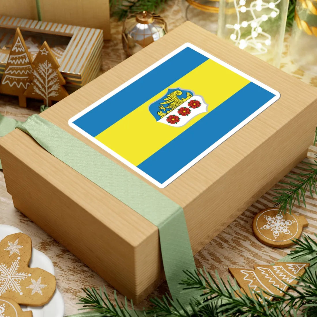 POL powiat oleski flag (Poland) STICKER Vinyl Kiss-Cut Decal - The Sticker Space