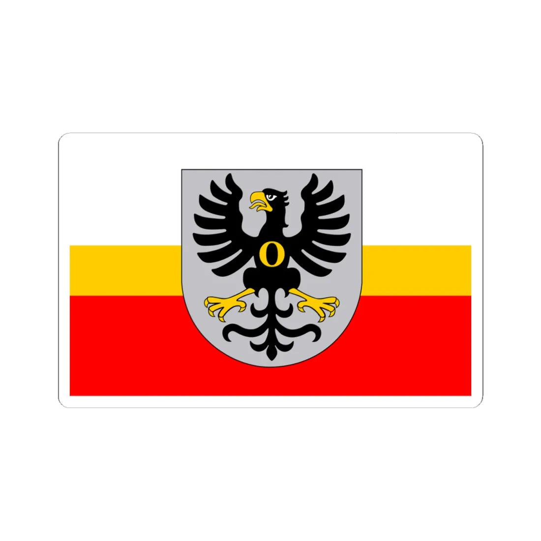 POL powiat oswiecimski flag (Poland) STICKER Vinyl Kiss-Cut Decal 4 Inch White - The Sticker Space