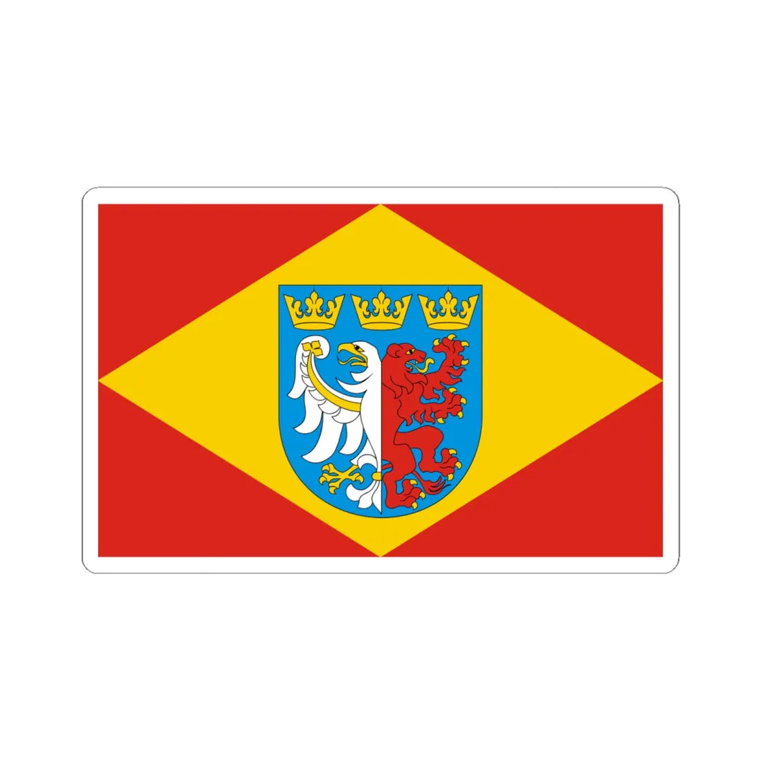 POL powiat pabianicki flag 1 (Poland) STICKER Vinyl Kiss-Cut Decal 6 Inch White - The Sticker Space