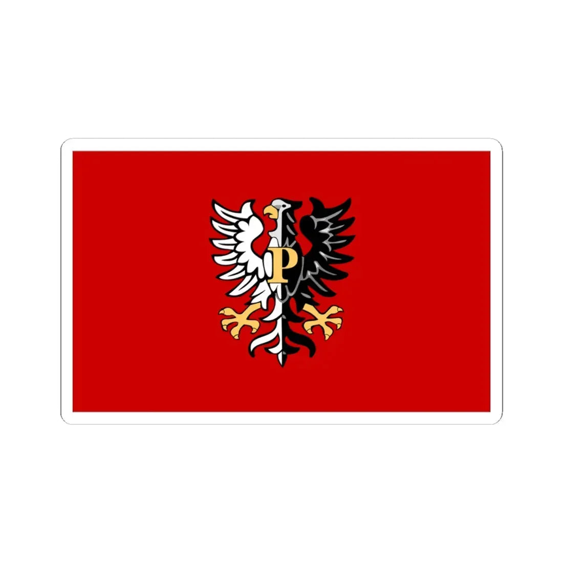 POL powiat płocki flag (Poland) STICKER Vinyl Kiss-Cut Decal 4 Inch White - The Sticker Space