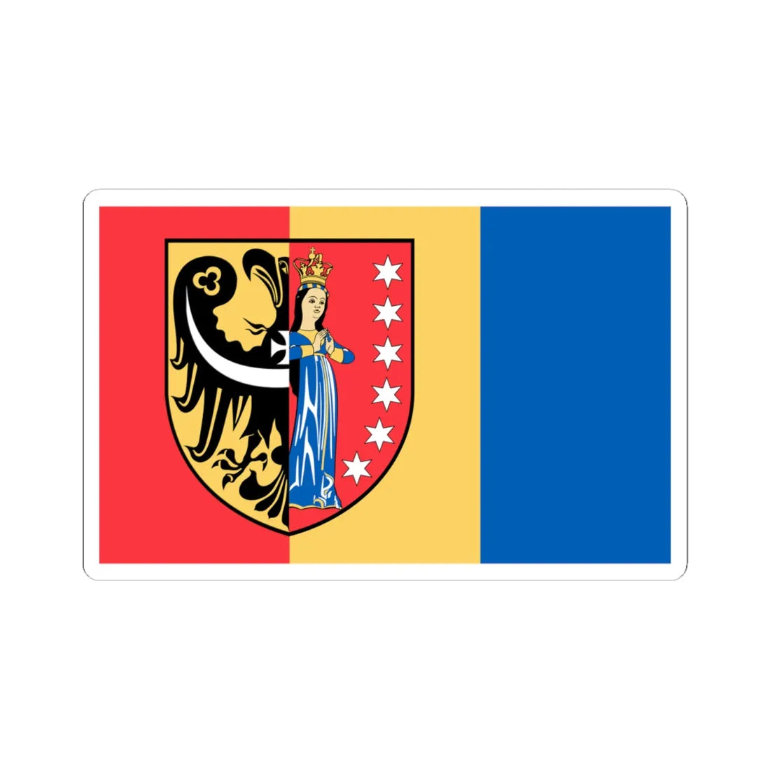 POL powiat polkowicki flag urz (Poland) STICKER Vinyl Kiss-Cut Decal 4 Inch White - The Sticker Space