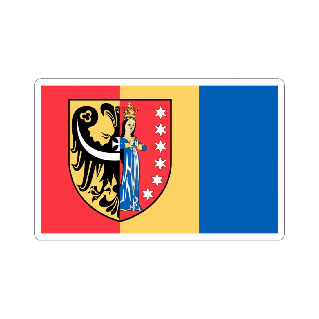 POL powiat polkowicki flag urz (Poland) STICKER Vinyl Kiss-Cut Decal 6 Inch White - The Sticker Space