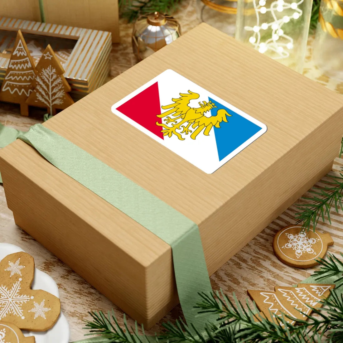 POL powiat prudnicki flag (Poland) STICKER Vinyl Kiss-Cut Decal - The Sticker Space