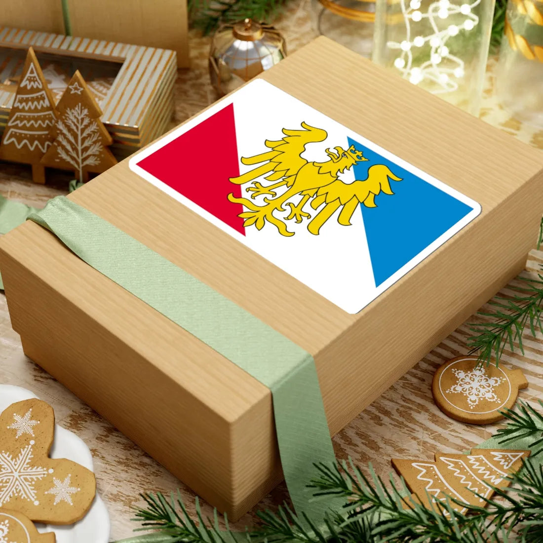 POL powiat prudnicki flag (Poland) STICKER Vinyl Kiss-Cut Decal - The Sticker Space