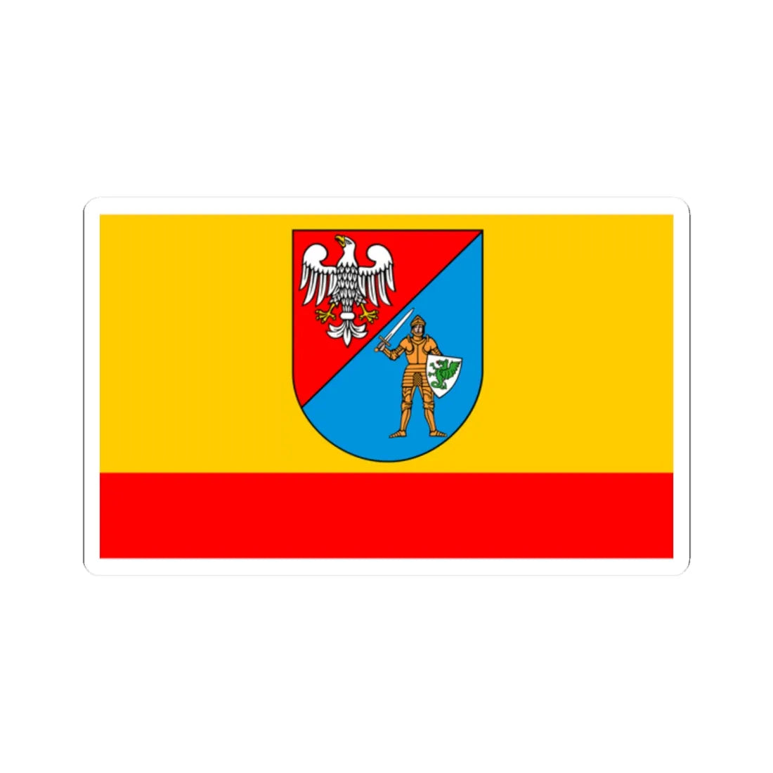 POL powiat pruszkowski flag (Poland) STICKER Vinyl Kiss-Cut Decal 2 Inch White - The Sticker Space