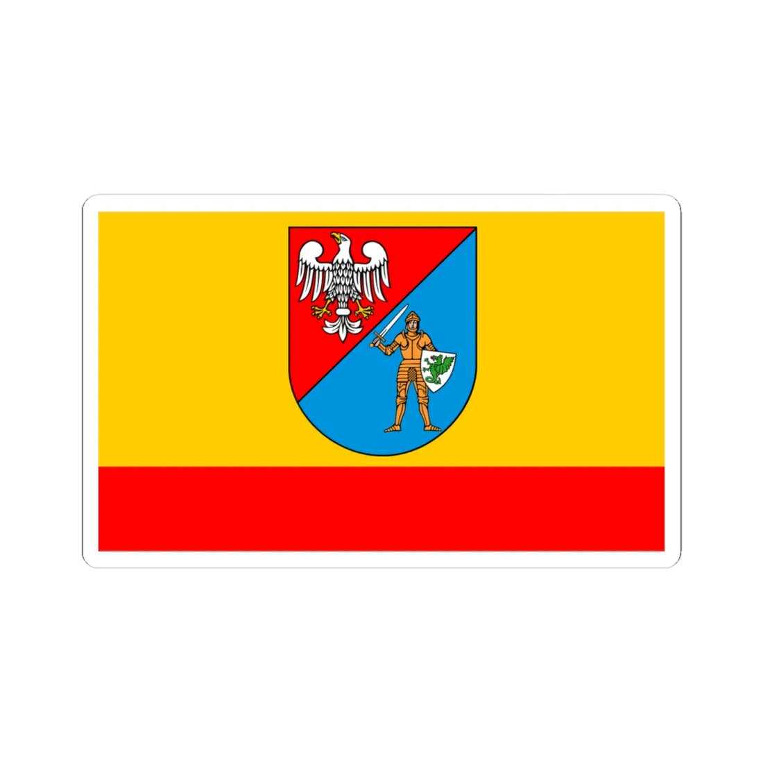 POL powiat pruszkowski flag (Poland) STICKER Vinyl Kiss-Cut Decal 4 Inch White - The Sticker Space