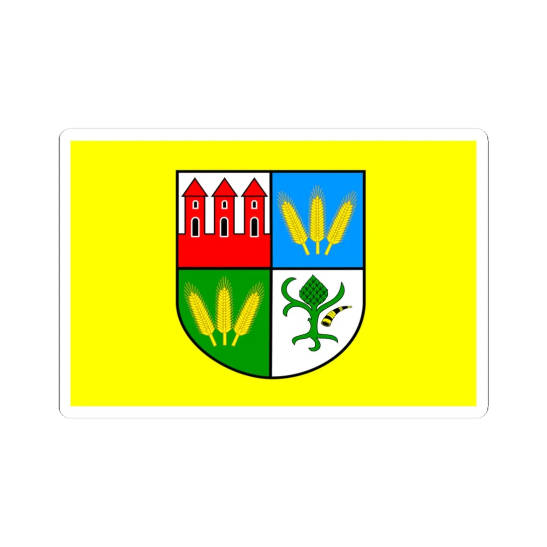 POL powiat przasnyski flag (Poland) STICKER Vinyl Kiss-Cut Decal 3 Inch White - The Sticker Space