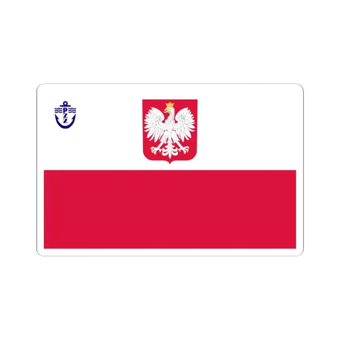 POL PZZ ensign (Poland) STICKER Vinyl Kiss-Cut Decal 6 Inch White - The Sticker Space