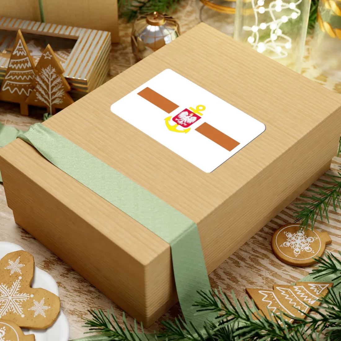 POL service flag brown (Poland) STICKER Vinyl Kiss-Cut Decal - The Sticker Space