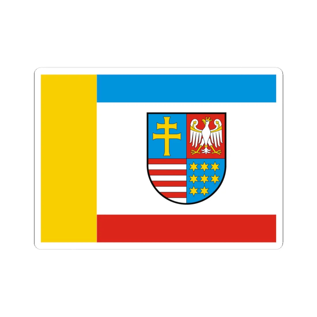 POL wojewodztwo swietokrzyskie flag (Poland) STICKER Vinyl Kiss-Cut Decal 4 Inch White - The Sticker Space