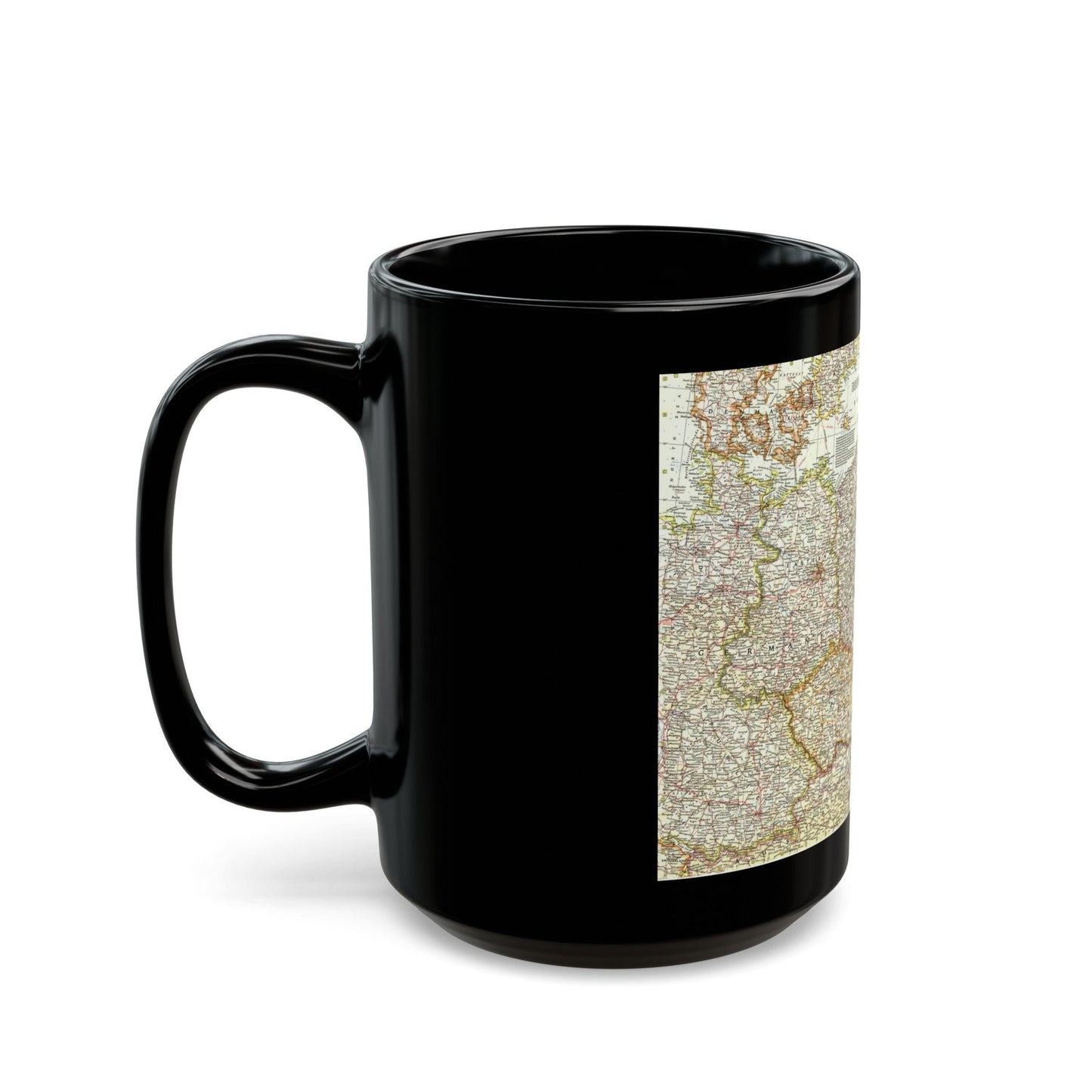 Poland and Czechoslovakia (1958) (Map) Black Coffee Mug-The Sticker Space