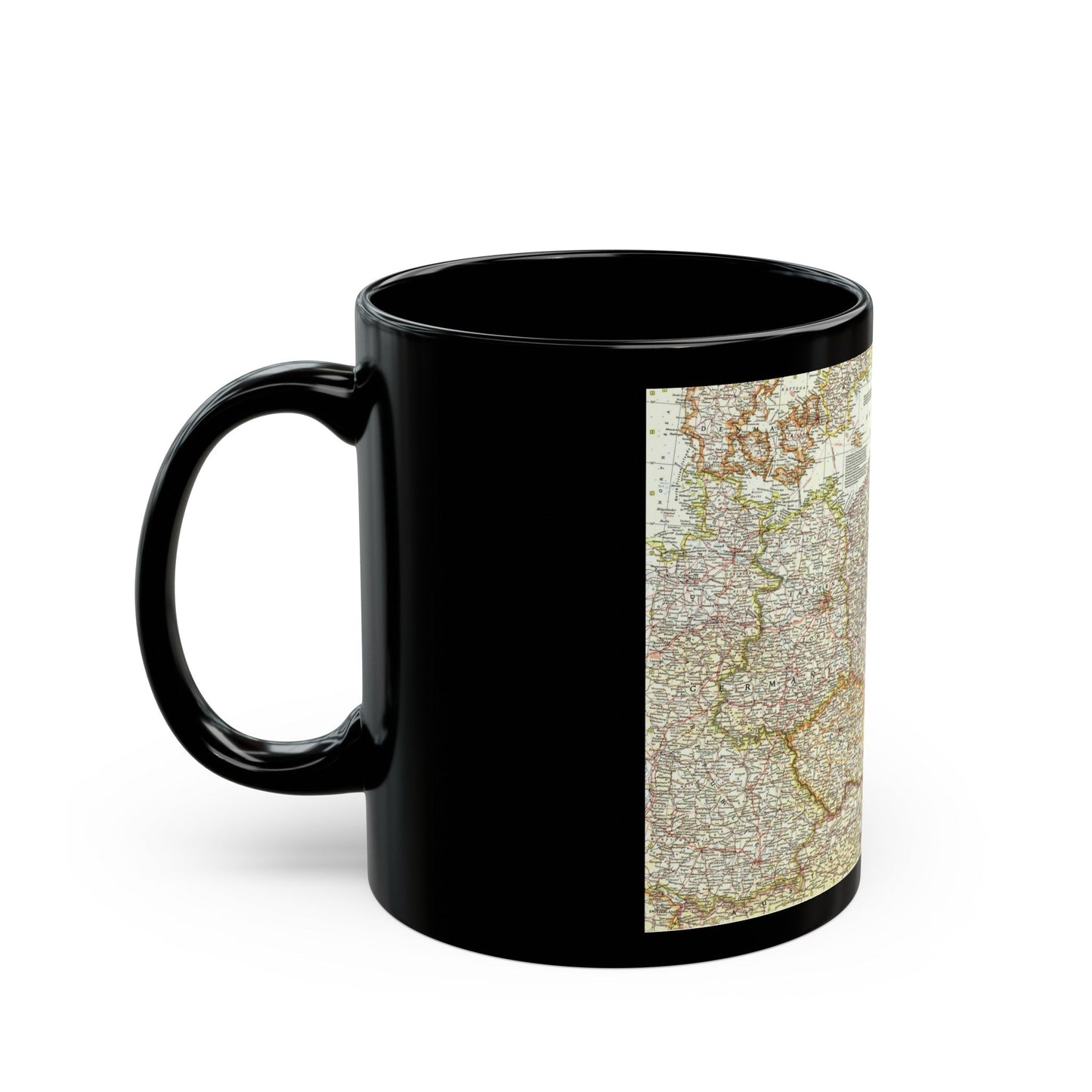 Poland and Czechoslovakia (1958) (Map) Black Coffee Mug-The Sticker Space