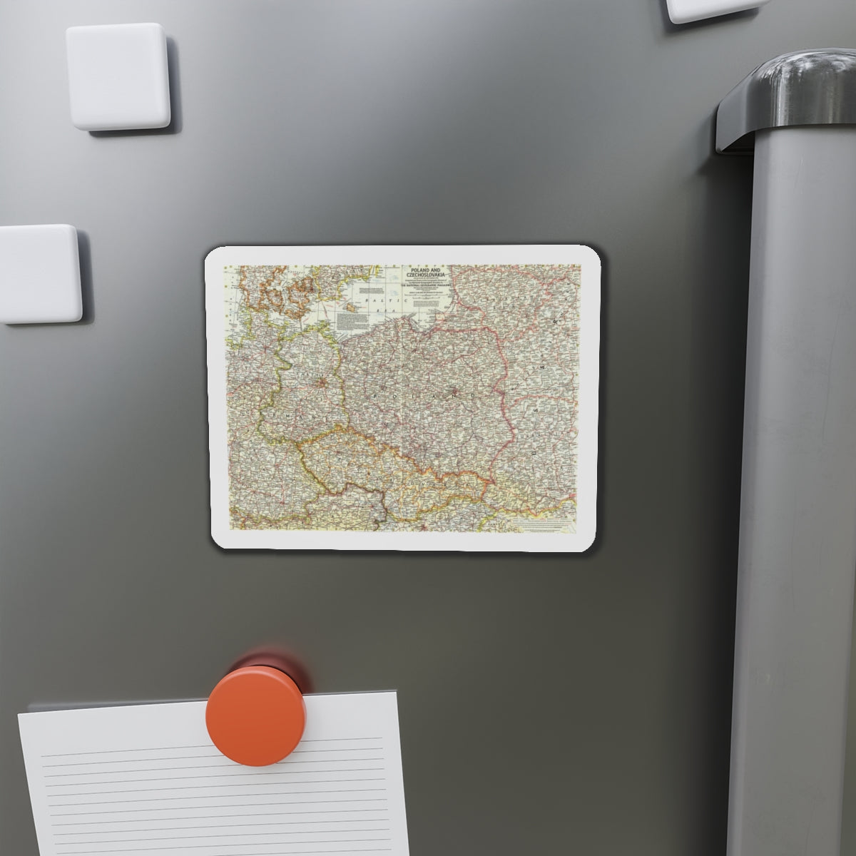 Poland and Czechoslovakia (1958) (Map) Refrigerator Magnet-The Sticker Space