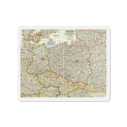 Poland and Czechoslovakia (1958) (Map) Refrigerator Magnet 2 Inch - The Sticker Space