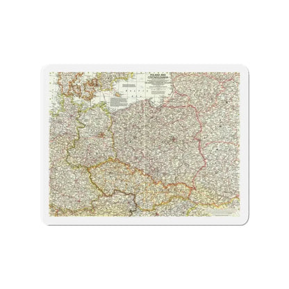 Poland and Czechoslovakia (1958) (Map) Refrigerator Magnet 4 Inch - The Sticker Space