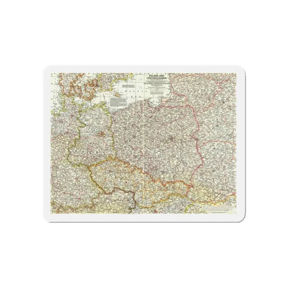 Poland and Czechoslovakia (1958) (Map) Refrigerator Magnet 5 Inch - The Sticker Space