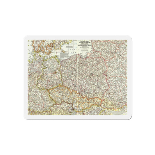 Poland and Czechoslovakia (1958) (Map) Refrigerator Magnet-6 × 6"-The Sticker Space