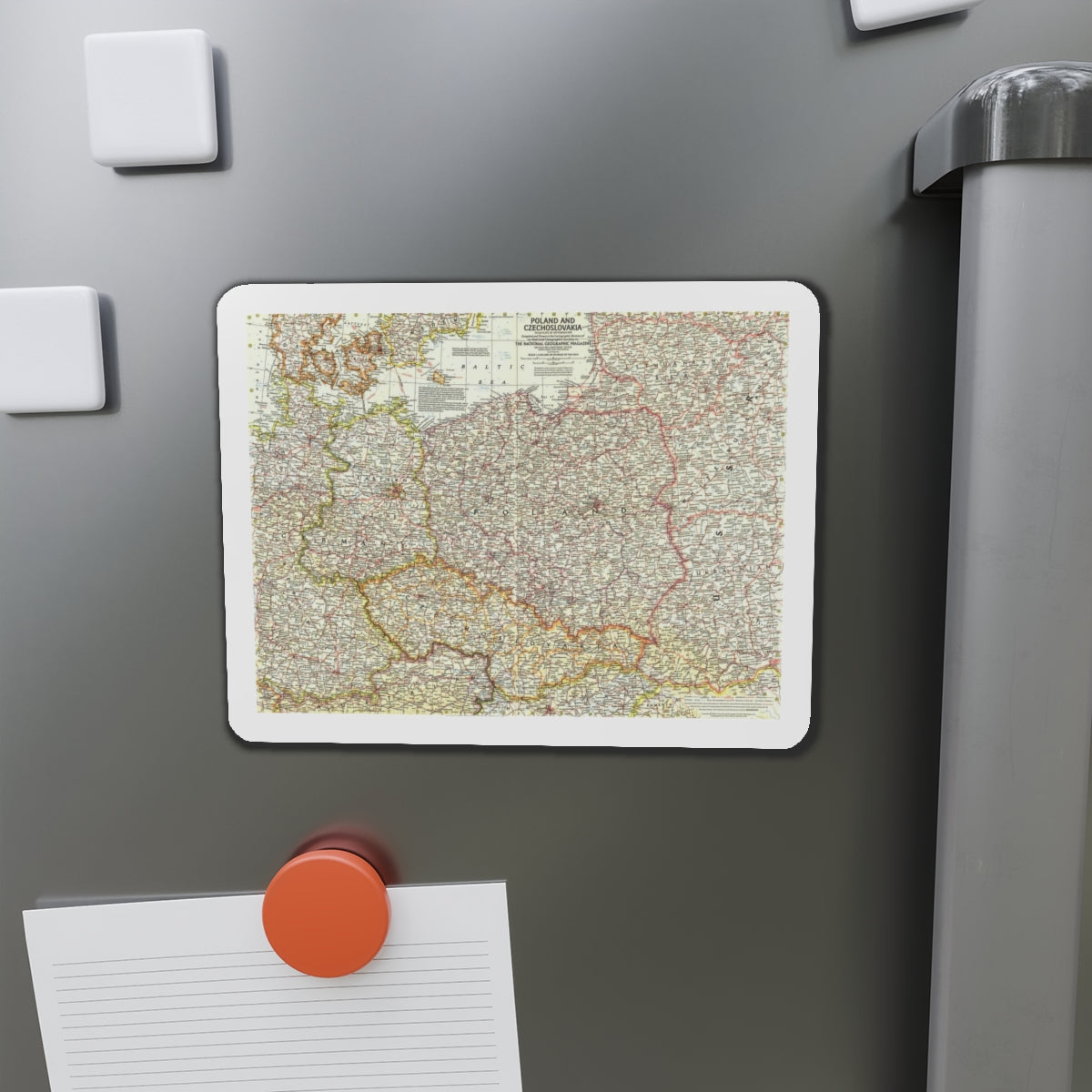 Poland and Czechoslovakia (1958) (Map) Refrigerator Magnet-The Sticker Space