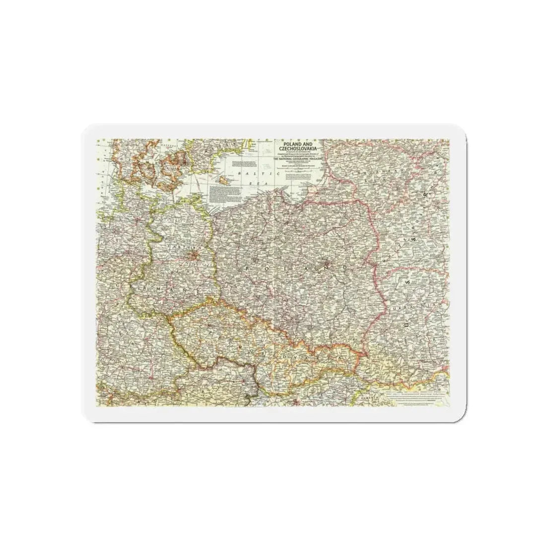 Poland and Czechoslovakia (1958) (Map) Refrigerator Magnet - The Sticker Space
