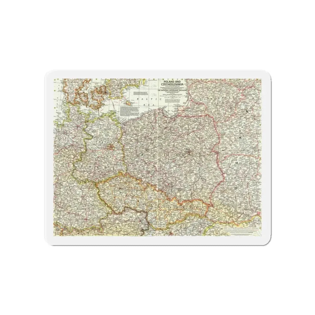 Poland and Czechoslovakia (1958) (Map) Refrigerator Magnet - The Sticker Space