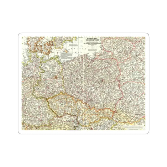 Poland and Czechoslovakia (1958) (Map) STICKER Vinyl Kiss-Cut Decal 2 Inch White - The Sticker Space