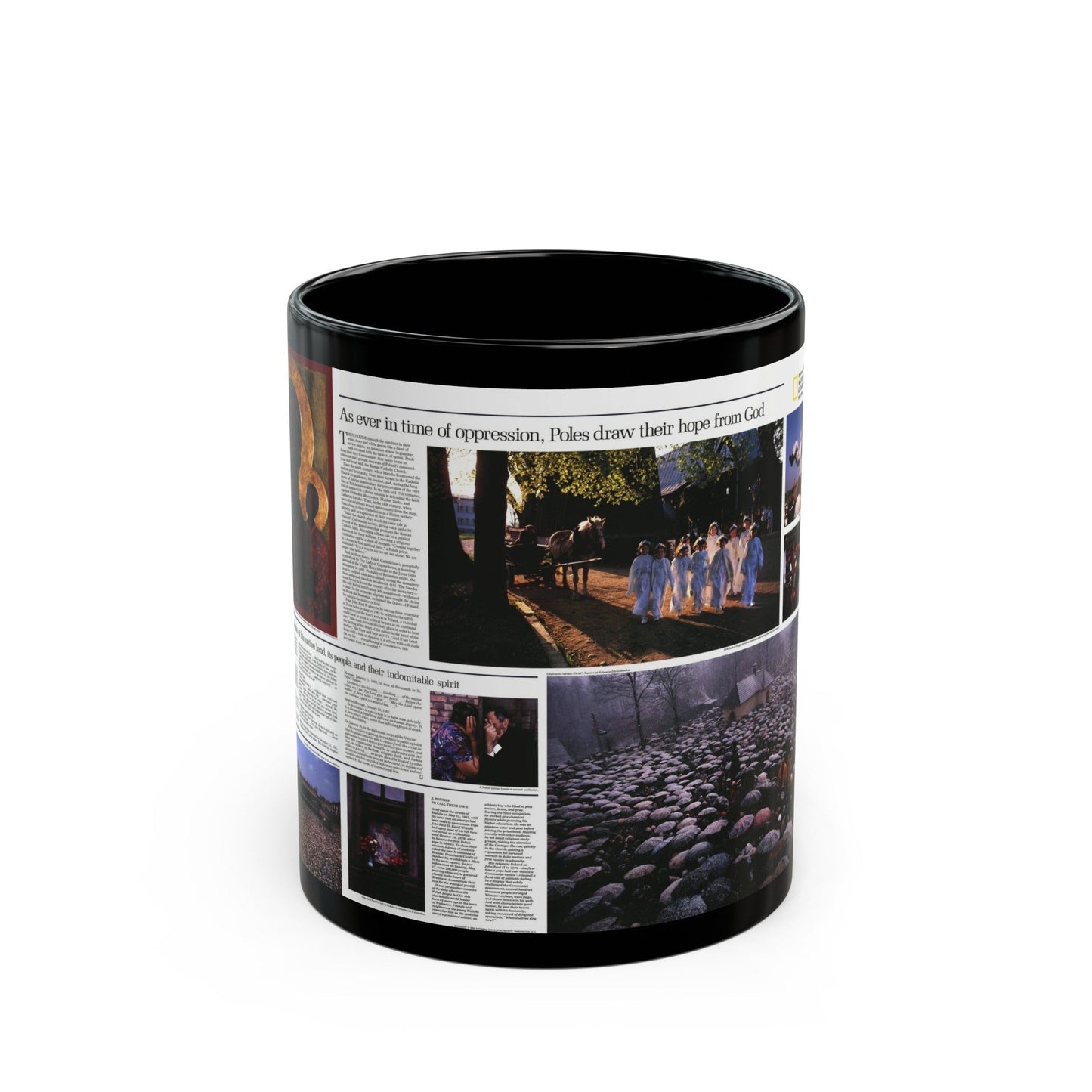 Poland - The Face and Faith 2 (1982) (Map) Black Coffee Mug-11oz-The Sticker Space