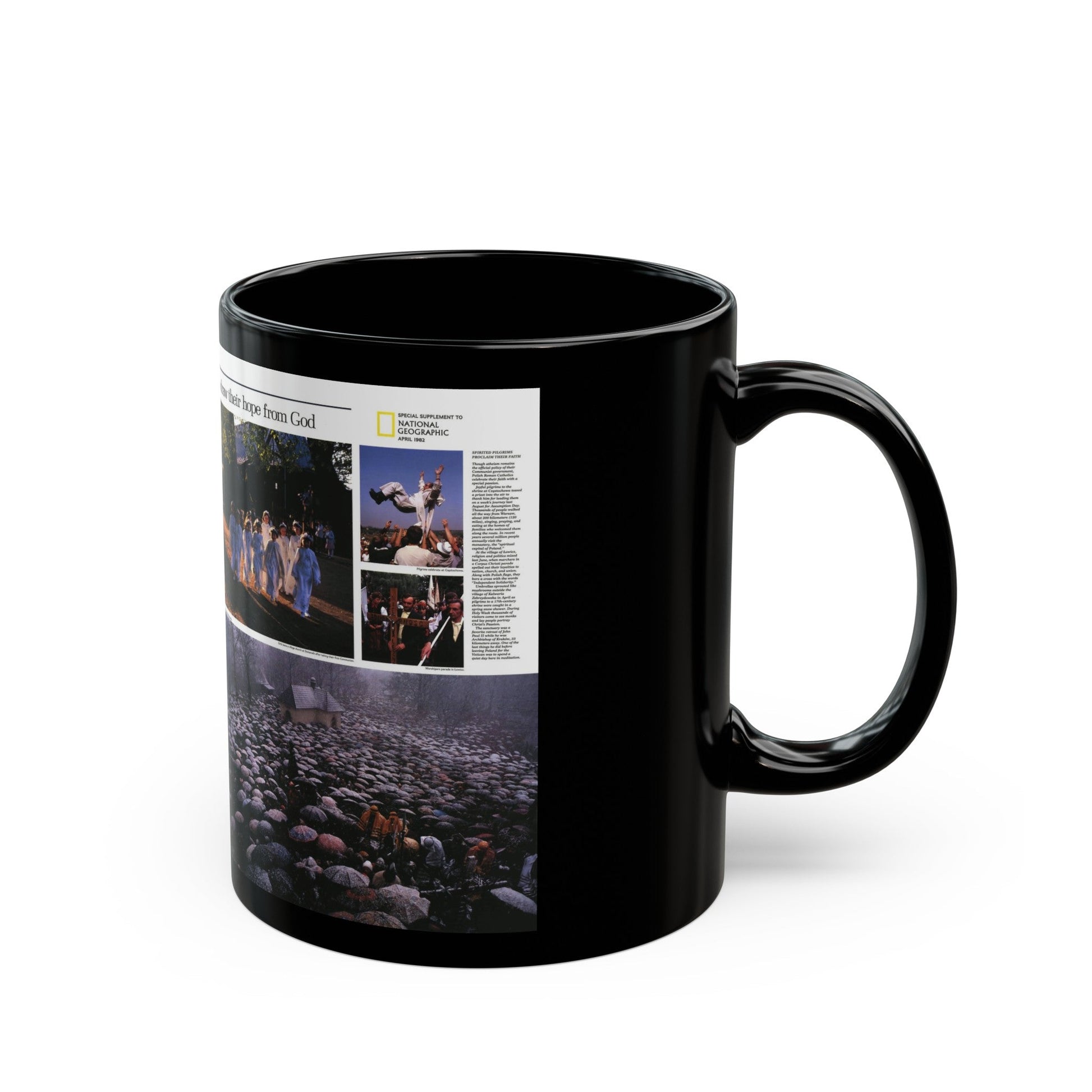 Poland - The Face and Faith 2 (1982) (Map) Black Coffee Mug-The Sticker Space