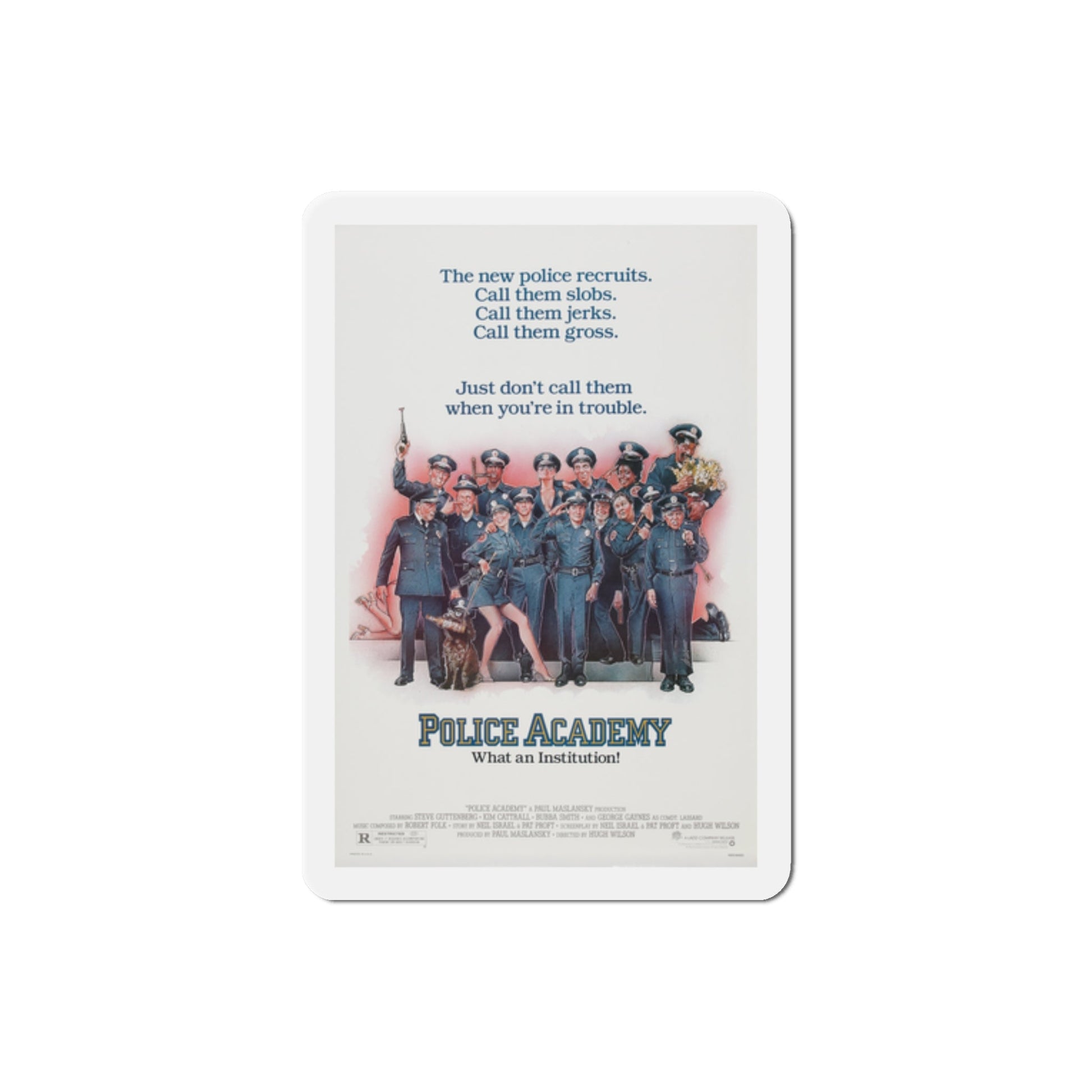 Police Academy 1984 Movie Poster Die-Cut Magnet-2" x 2"-The Sticker Space