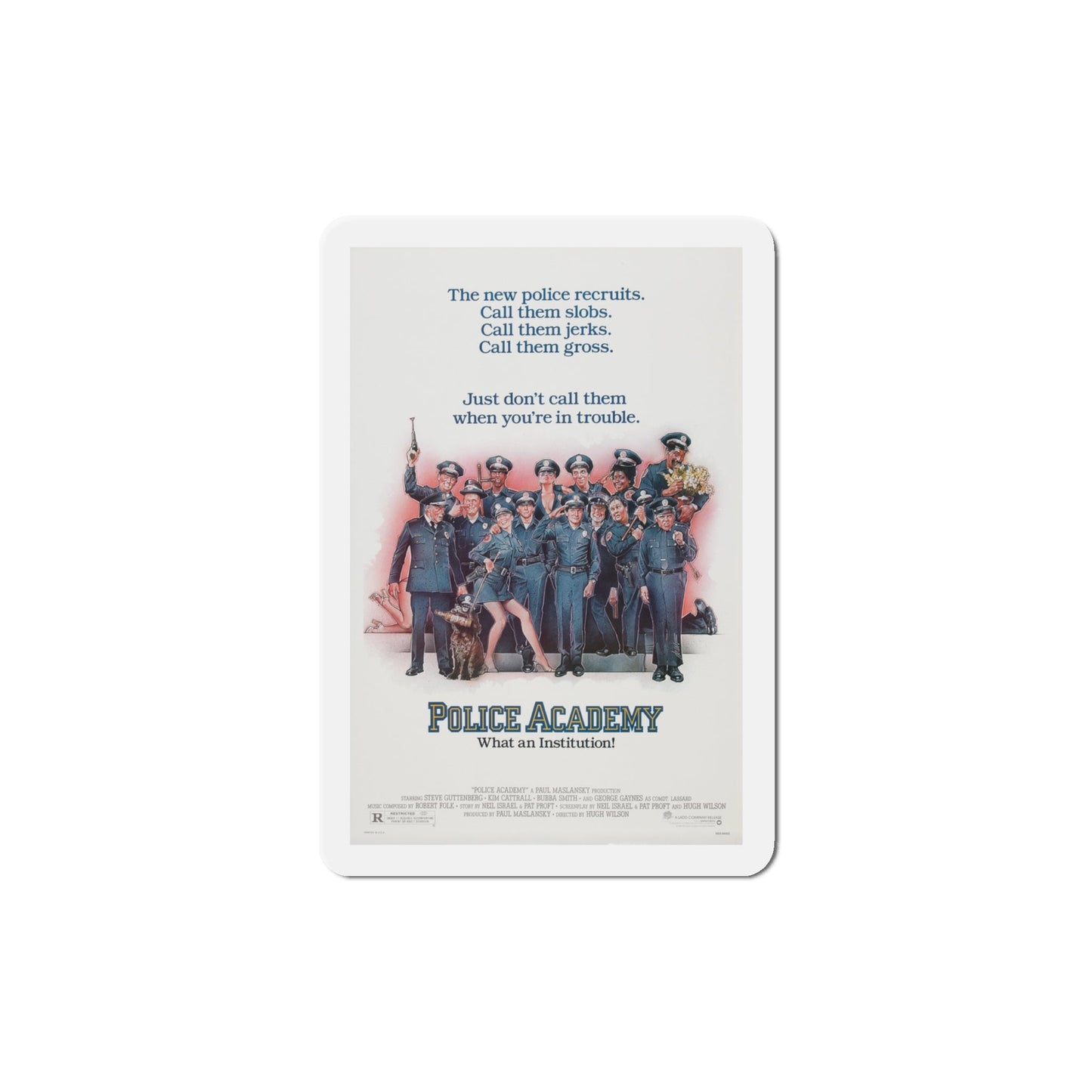 Police Academy 1984 Movie Poster Die-Cut Magnet-4" x 4"-The Sticker Space