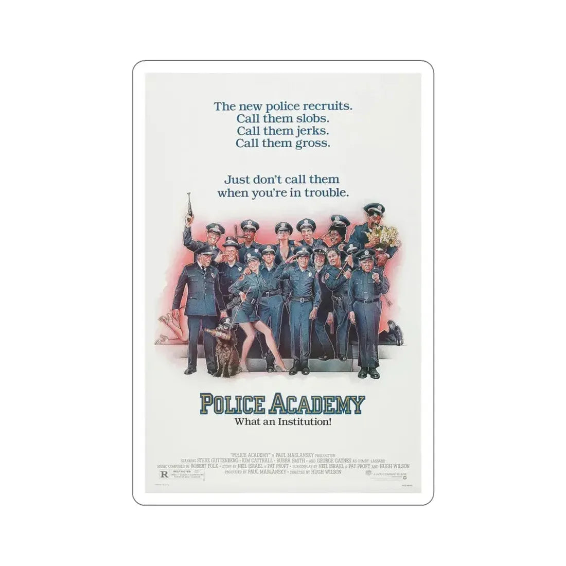 Police Academy 1984 Movie Poster STICKER Vinyl Die-Cut Decal 6 Inch - The Sticker Space