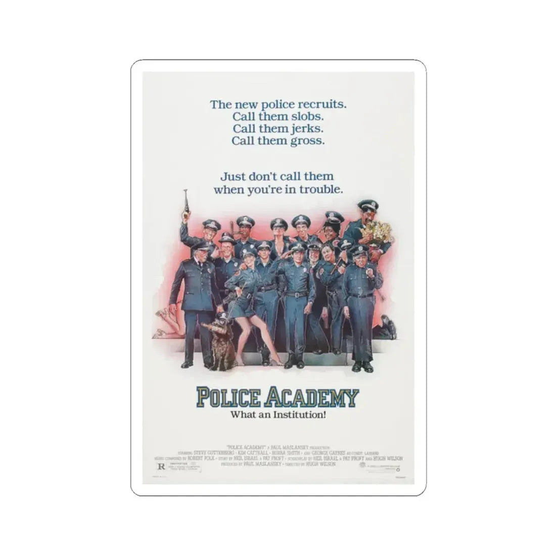 Police Academy 1984 Movie Poster - STICKER Vinyl Kiss-Cut Decal 2 Inch White - The Sticker Space