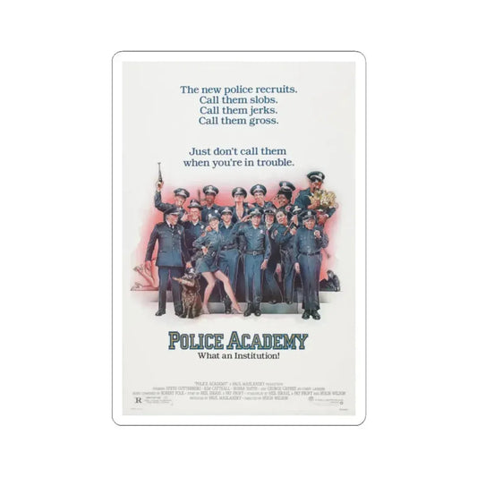 Police Academy 1984 Movie Poster - STICKER Vinyl Kiss-Cut Decal 2 Inch White - The Sticker Space