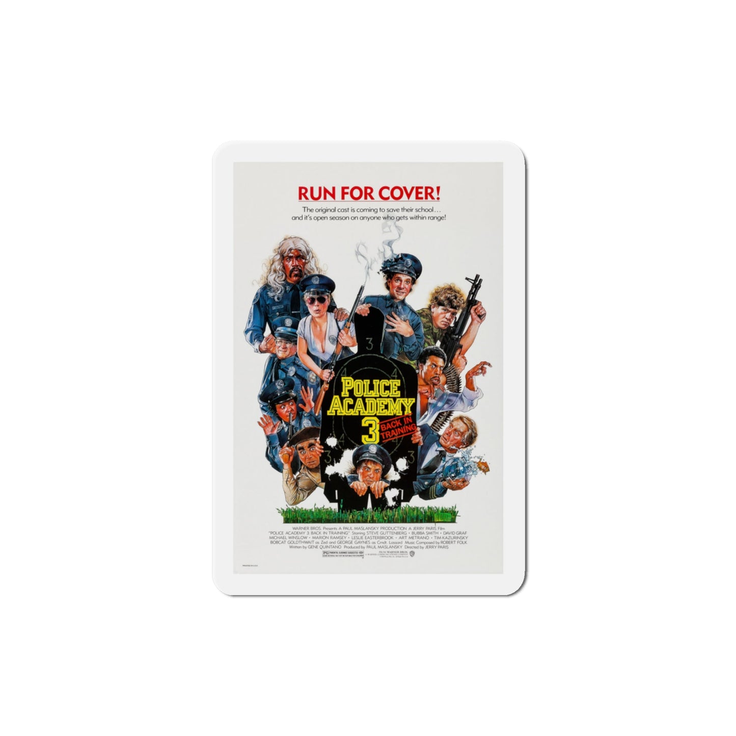 Police Academy 3 Back in Training 1986 Movie Poster Die-Cut Magnet-3" x 3"-The Sticker Space