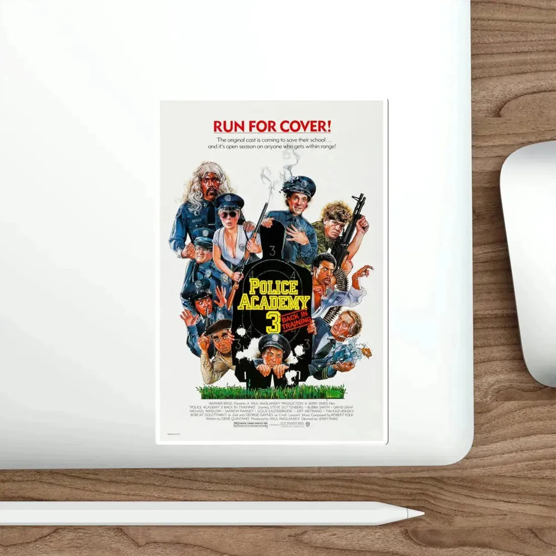 Police Academy 3 Back in Training 1986 Movie Poster STICKER Vinyl Die-Cut Decal - The Sticker Space